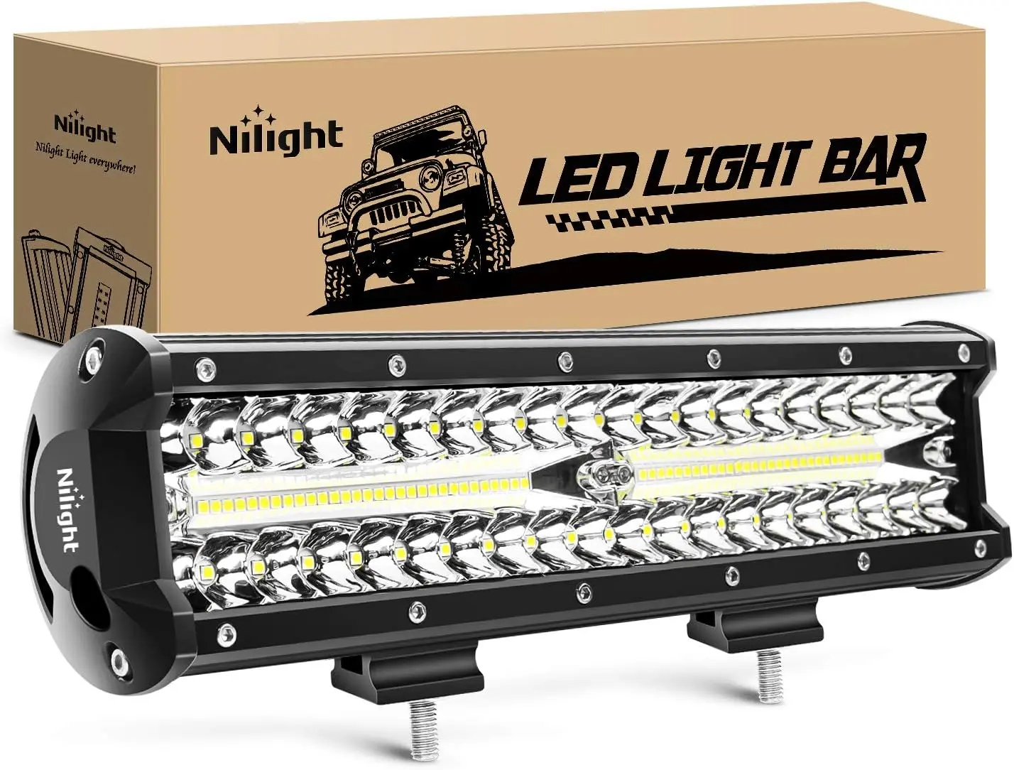 Nilight Led Light Bar 12Inch 300W Triple Row Flood Spot Combo 30000LM Bar Driving Boat Lighting Led Off Road Lights for Trucks light   #springtok, Led Work Light, Light Bar Car