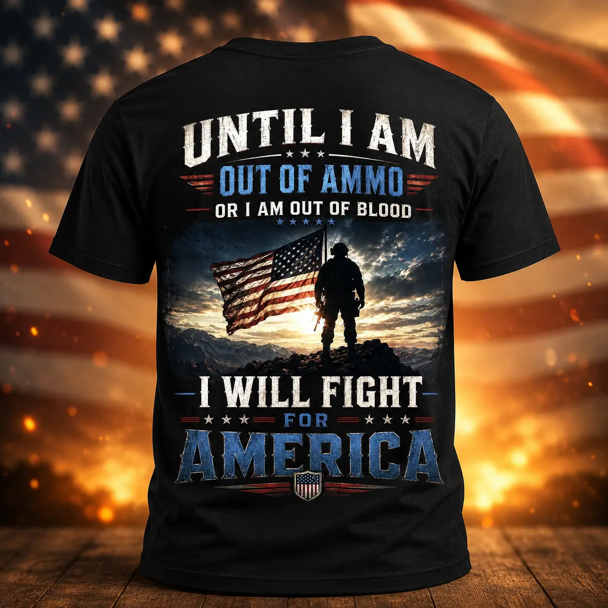 Patriotic Soldier Graphic T-Shirt, American Flag Military Tee, Unisex Black Shirt