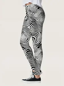 Women's Ultra-Soft Zebra Print Leggings – Stretchy, Comfortable, Breathable Polyester Blend for Spring, Summer, and Fall