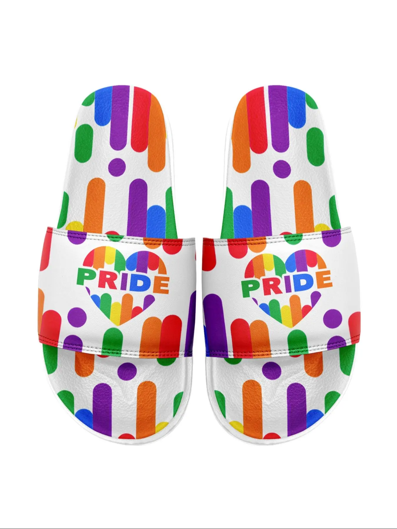 Women's Colorful Pride Month Slides, Casual Comfortable Lightweight Non-slip Slippers for Beach, Pool, and Everyday Wear, Walking Shoes