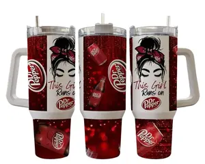 Dr Pepper 40oz With Handle Tumbler, Dr Pepper Stainless Steel Tumbler, Soda Lover Gift, Retro Drinkware, Perfect Gift For Pepper Lover