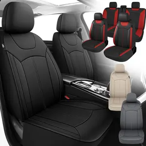 Luxury PU Leather Car Seat Covers Full Set-Waterproof Seat Protectors with Split Bench Seat Covers for Cars-Universal Cars Interior Covers for Sedans, SUVs, Pick-up Trucks