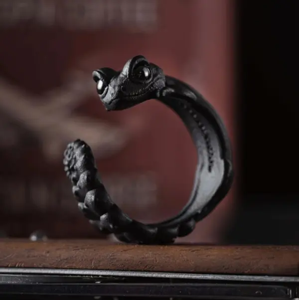 30#Black Gothic Lizard Ring——LRSP-A-1206