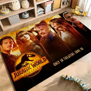 J- Jurassic World Rebirth Floor Mat Soft Flannel Doormat Non-Slip Absorbent Floor Rug for Kitchen Bathroom Doorway Entrance Living Room Home Decor Modern Stylish Mat Multiple Sizes Available