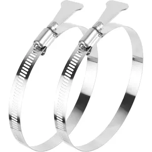 2Pcs 4 Inch 304 Stainless Steel Worm Gear Dryer Vent Clamp Adjustable 91-114mm Key-Type Clamps for Dryer Vent Hose Ductwork and Automotive