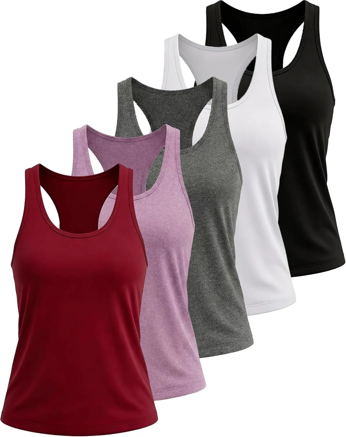 Women's 5-Pack Compression Tank Tops - Racerback, Dry Fit Sleeveless Sports Shirts, Workout Sets for Gym Fitness, Compression Shirts, Workout Sets Women summerwins