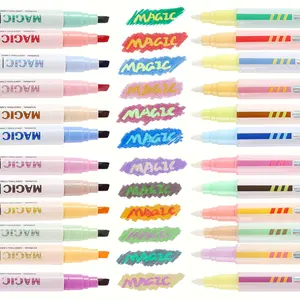 SHANDS 12-Pack Magic Color Changing Highlighters Dual Tip Chisel magic pens marker& Round Marker Set ,color art marker, g Fluorescent Journaling & School Supplies, Creative Magic Markers for Kids & Students Fast Dry Luminous Pen Set for Notes & Art tiktok