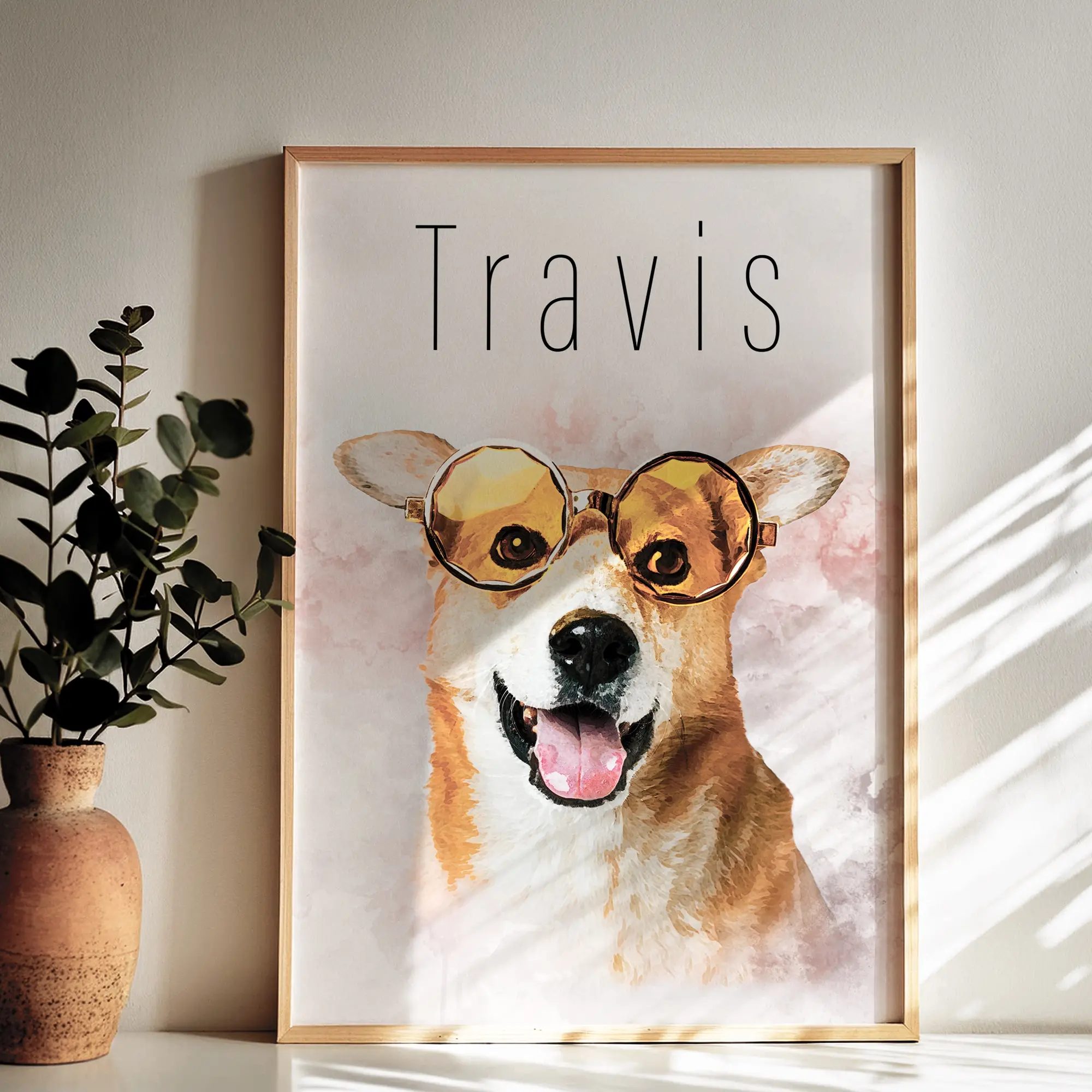 Custom Pet Watercolor Frame, Custom Watercolor Pet Portrait, Personalized Pet Gift, Personalized Photo Frame, Custom Photo, Framed Photo, Custom Decor, Custom Gift, Pet Lover Gift, Pet Portrait