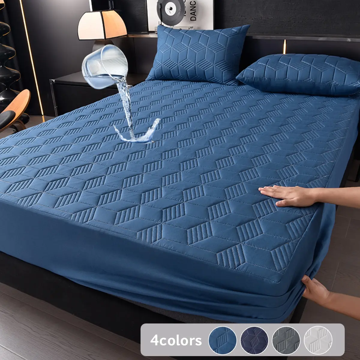 2/3 Piece Waterproof Mattress Protector Set, Includes Fitted Sheet, Mattress Pad, & Mattress Cover with Deep Pocket, All Sizes, Soft, Breathable, Stain-Resistant, Machine Washable, Bed Pads Washable, with Pillowcases for Bedroom, Guest Room, Dorm & Hotels