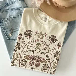 Comfort Colors Vintage Gothic Garden TShirt, Dark Academia TShirt, Floral Skull Creepy Cute T-Shirt, Pastel Goth Graphic Tee, Botanical Butterfly Top