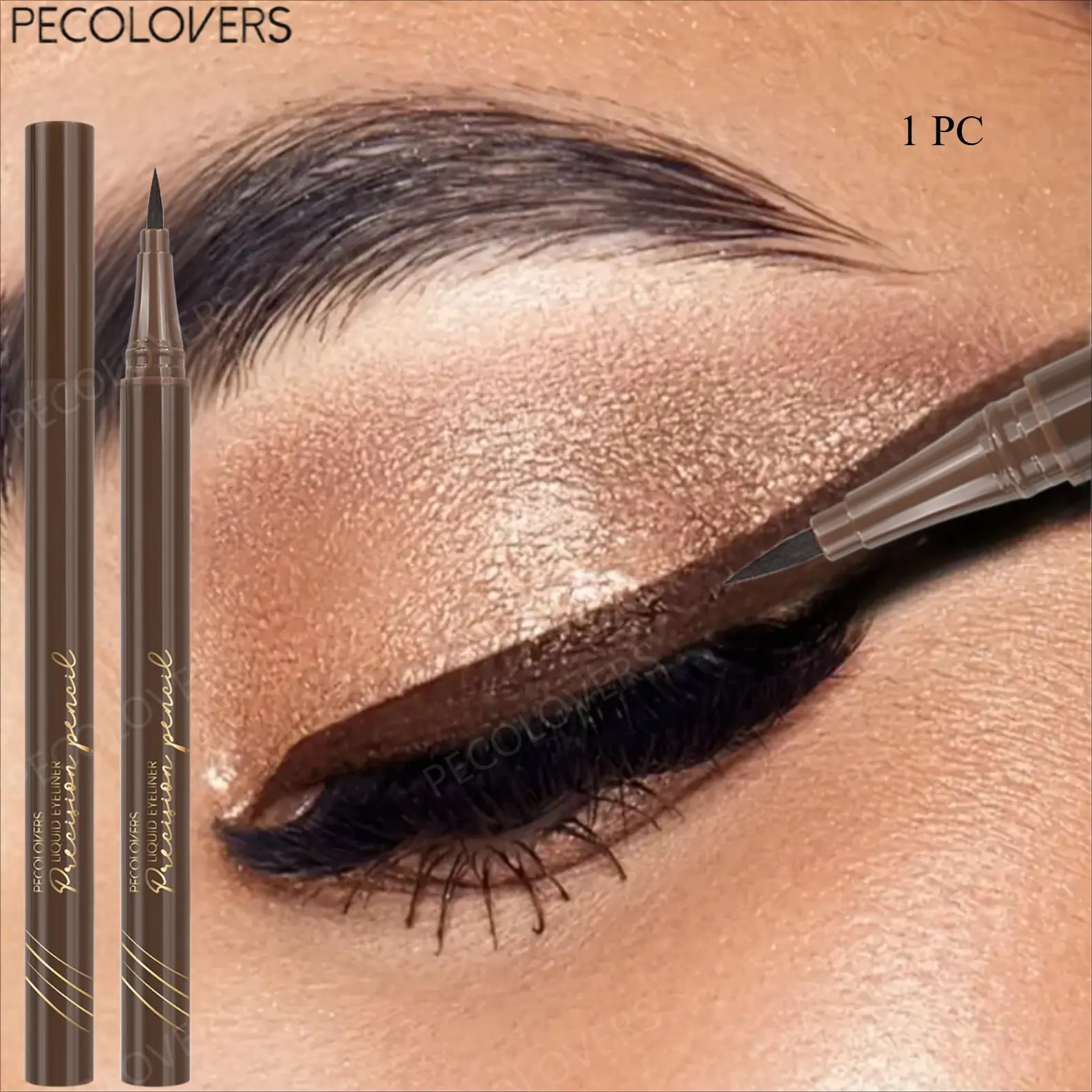 1Pc Fashion Shade Liquid Eyeliner Pen, Uniform Coating Eye Definer, Exquisite Eye Framing Tool, Trendy Eye Dressing Item For Students And Makeup Enthusiasts, Burgundy And Olive, Facial Beauty Goods