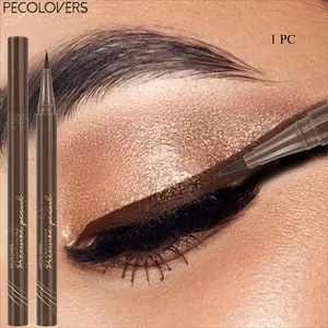 1Pc Fashion Shade Eyeliner Pen, Uniform Coating Eye Definer, Exquisite Eye Framing Tool, Trendy Eye Dressing Item For Students And Makeup Enthusiasts, Burgundy And Olive, Facial Beauty Goods