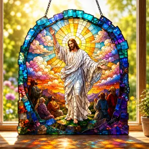 Jesus Acrylic Suncatcher Gift for Mom, Christian Window Hanging Decor, Faith Inspired Gift for Mother, Grandma, Religious Sun Catcher, Walking In His Light, Jesus Lover Merch, Christian Home Decor, Faith Based Sun Catcher
