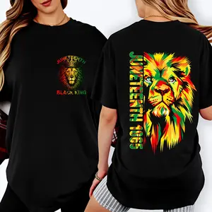100 Percent Cotton Juneteenth Celebration T-Shirt Black King Lion Design For Summer Wear Perfect Gift For Him Her And Family # Juneteenth Celebrating Freedom