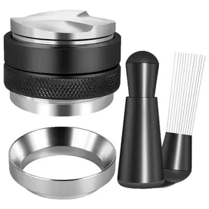 Double-headed powder hammer stainless steel tamper 51mm-58mm coffee distributor coffee mat magnetic powder receiving ring accessory set