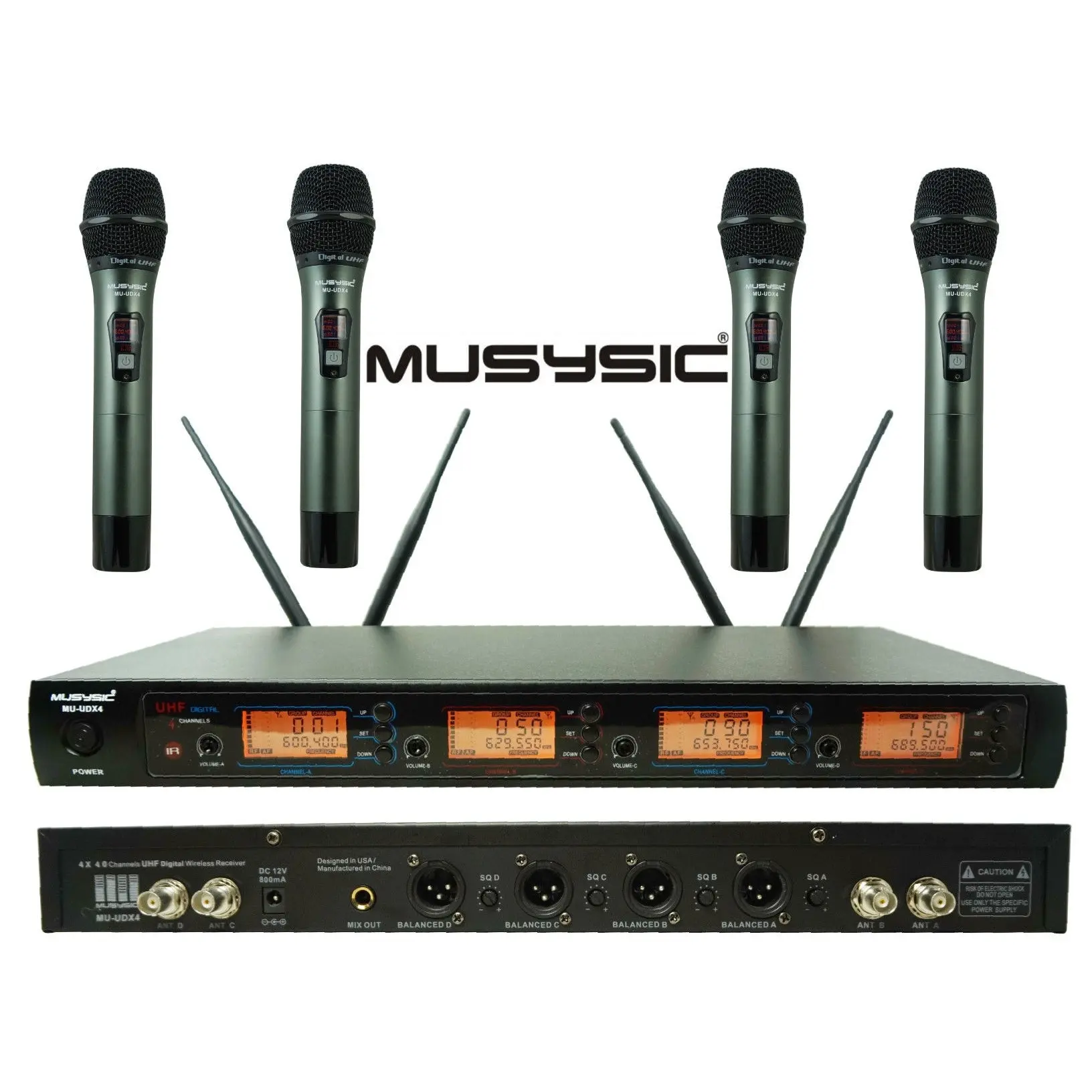 4-Channel UHF Diversity Wireless Handheld Microphone System (4x40 FQ) MU-UDX4-HH