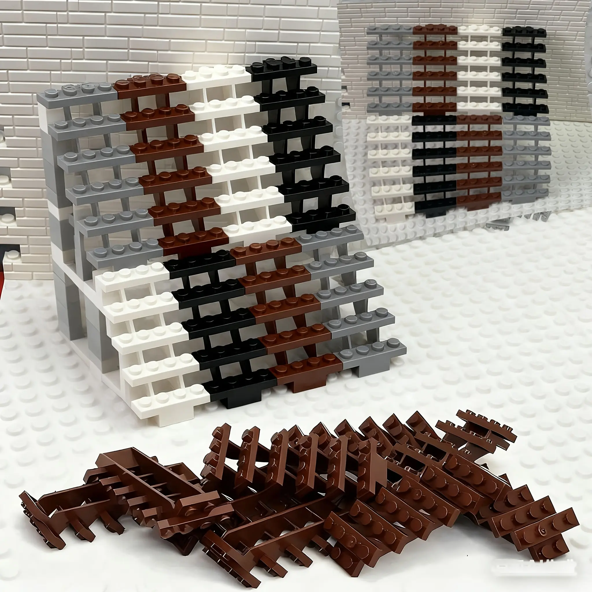 16PC Staircase MOC Bricks 7x4x6 House Stairs Straight Open 30134 Steps Ladder Modular My City Building Block Particles Children Toy
