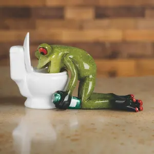 FC DESIGN 5.5"W Frog Hangover Figurine Resin Ornaments for Home Room Decor Unique Gift for Housewarmings Holidays Birthdays Collectible Piece Ntm7861331