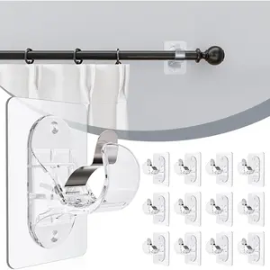 Easy Rod Brackets No, 12 Pack Nailless Rod Holders, No Tools No Brackets for Rods Over Blinds