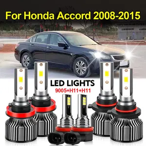 6pcs/4pcs H11/H8/H9 9005/HB3 Ultra Bright LED Headlight  High Low beam & Fog Light Bulbs For Honda Accord (2008-2015), 6000K Cold White, Aviation Aluminum Profile, Efficient Cooling System