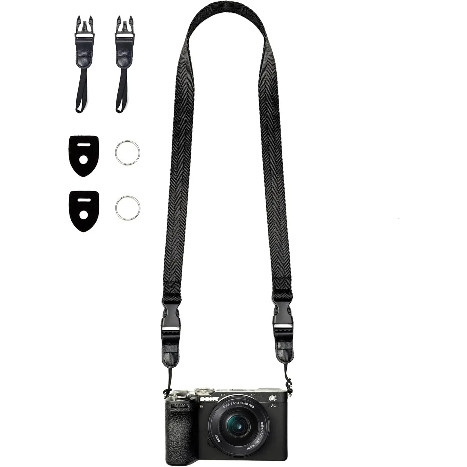 L-WCP008 Adjustable Nylon Camera Neck Strap with 2 Buckle Sets - 39 in Length, 0.8 in Width, Extremely Soft Comfortable Casual Fabric, Thin, Washable Quick-Release Hand Accessory for Cameras & Binoculars