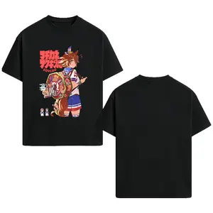 [EOVCAU]Men's Summer Short-Sleeve Round-Neck Cotton T-Shirt，Uma Musume Pretty Derby Amine Washed T-Shirt Men Y2K Fun Cotton T Shirts Beach Crew Neck Hip Hop Tees Loose Plus Size Tops Fashion
