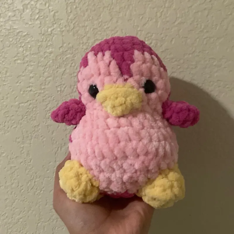 Pink Penguin made with yarn