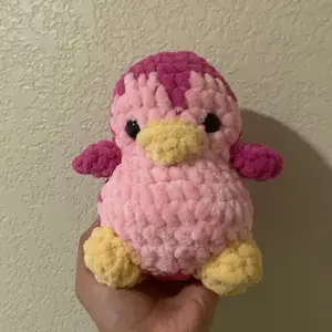 Pink Penguin made with yarn