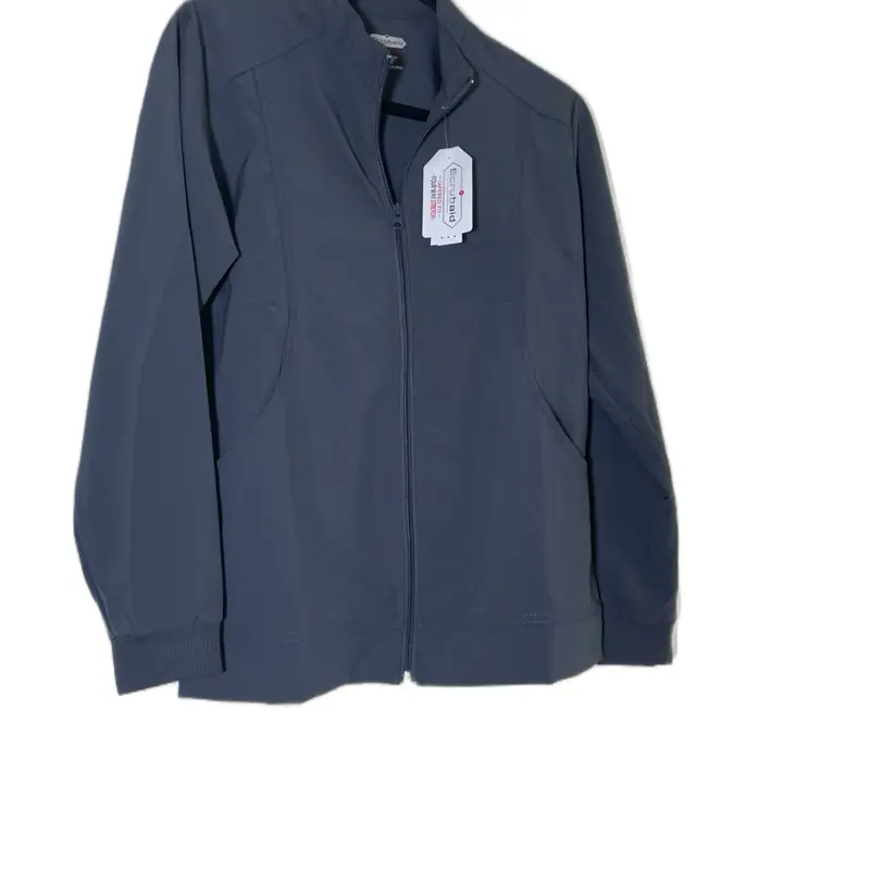 Medium Size Pewter Gray Long Sleeve Scrub Uniform Jacket with Zip Closure