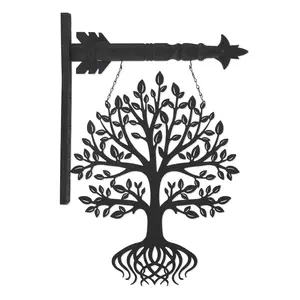 13 Inch Black Metal Laser Cut Tree Arrow