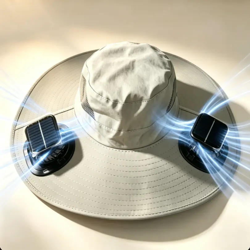 Solar Fan Hat for Men Women, Dual Solar Powered Cooling Wide Brim Sun Hat UPF50+ UV Protection Bucket Hat with 2 Fans, USB Rechargeable Ventilated Outdoor Hat for Fishing Hiking Gardening Beach Work