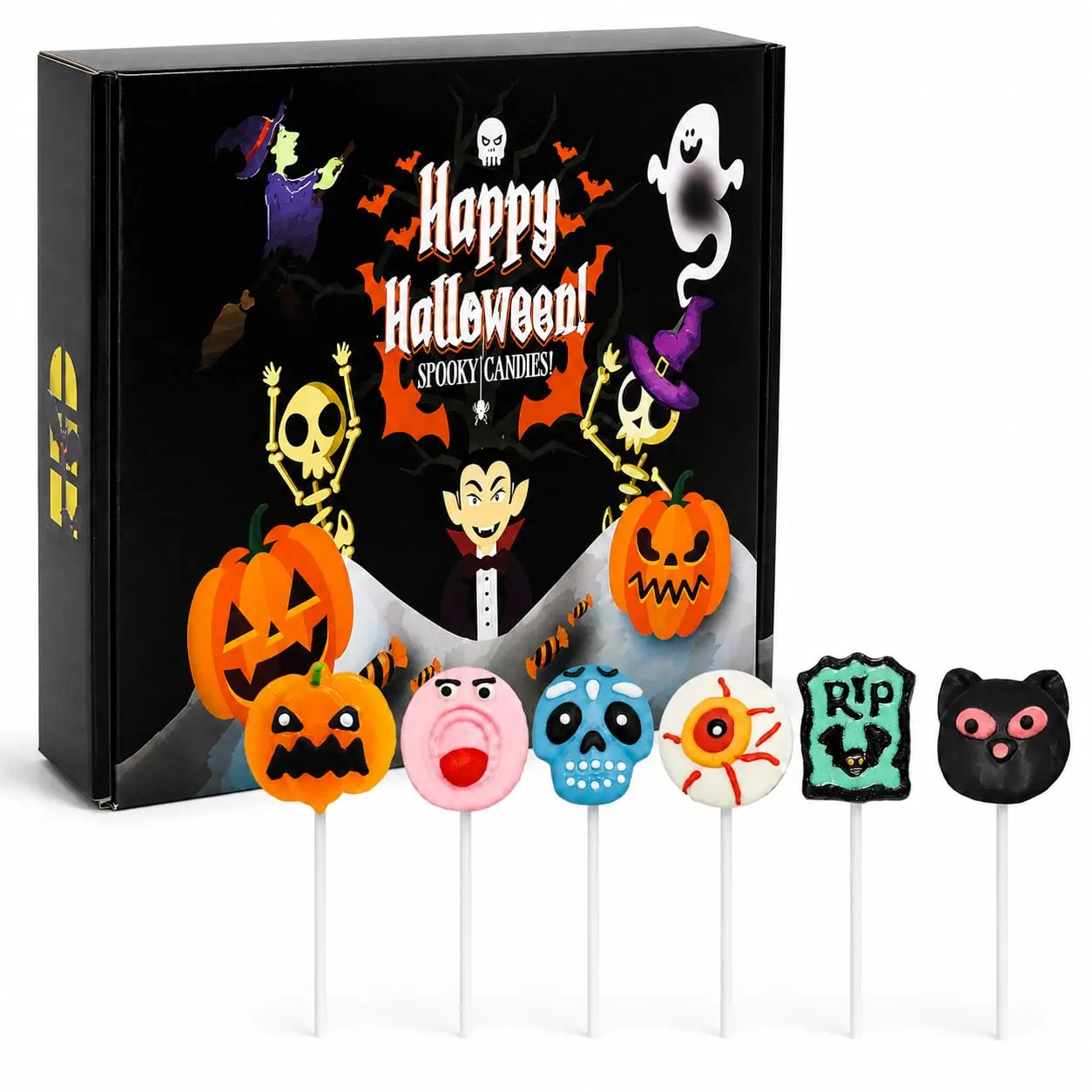 Fruidles 12-Count Halloween Lollipop Suckers Candy, Spooky Candies, Great for Halloween Party Goody Bag Fillers, Individually Wrapped (12-Pack)