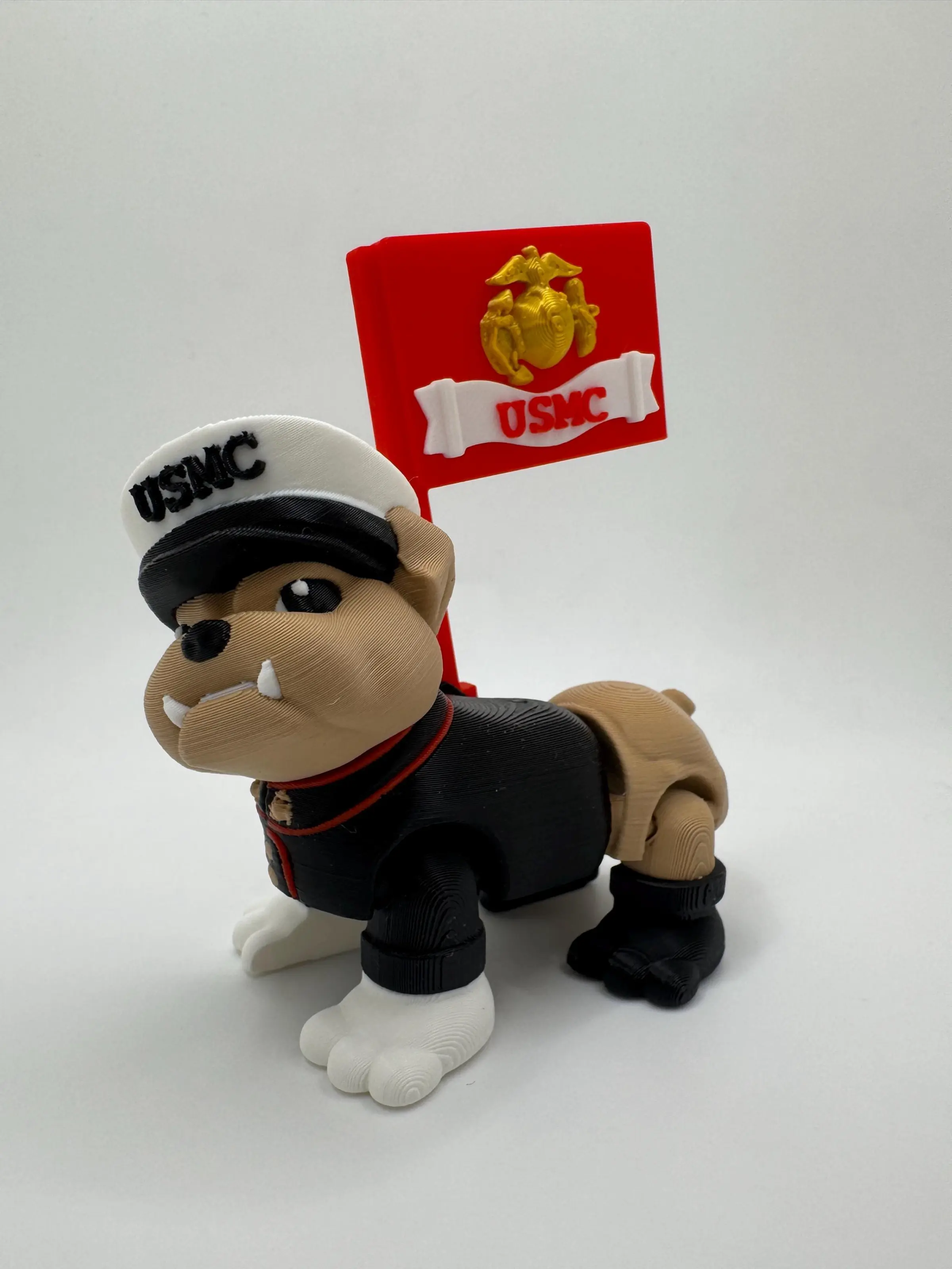 3D Printed Marine Bulldog | Articulated USMC Bulldog | Marine Corps Gift | Military Desk Decor | Bulldog Figurine | Veteran Gift