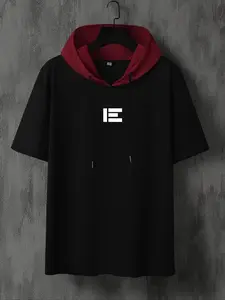 Men's New Hooded Short Sleeve Colorblock T-Shirt, Casual Summer Fashion, Comfortable Cotton Tee for Daily Wear, Trendy Streetwear Style