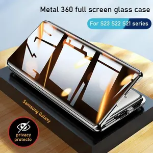 Anti Peeping Case for Samsung Galaxy S25 S24 S23 S22 Ultra Plus, 360 Degree Front and Back Privacy Tempered Glass Cover, Anti SPY Screen, Anti Peep Magnetic Adsorption Metal Bumper