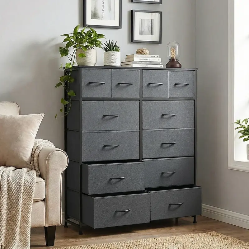 slim fit dress slacks Benzara Cid Coy 47 Inch Tall Dresser Chest, 5 Drawer, Gold Metal, Ash Gray  Wood