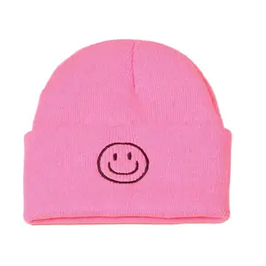 Smiley Face Beanie - Pink