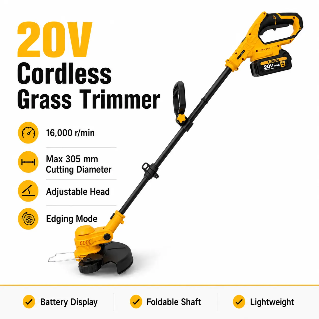 12 Inch Portable Cordless Electric String Trimmer With 1/2 4.0 Ah Battery, 8 String Trimmer heads, Trim & Edge Mode, A Versatile Lawn Mower For Your Yard And Garden, The Perfect Gift For Your Father Or Husband