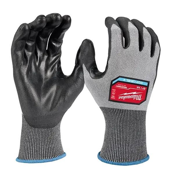 Milwaukee 48-73-8723B 12 Pairs High Dexterity A2 Polyurethane Dipped Gloves - 18 Gauge Knit, Full Access to Touchscreen, Wrist Band, Enhanced Durability, Reinforced Nitrile Coating, Better Fit, XL Size (Home Improvement Work Safety Equipment), Color-Coded
