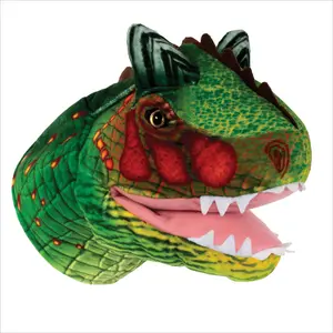 Real Planet™ Green Carnotaurus Hand Puppet Green Realistic Plush Stuffed Animal