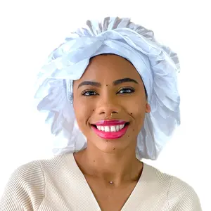BOW Satin Sleep Bonnet WHITE