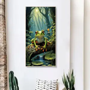 Frog & Forest Pattern DIY Diamond Arts Colorful Painting Kit without Frame, DIY 5D Diamond Arts Colorful Painting Kit, Wall Art Decor for Home Living Room Bedroom