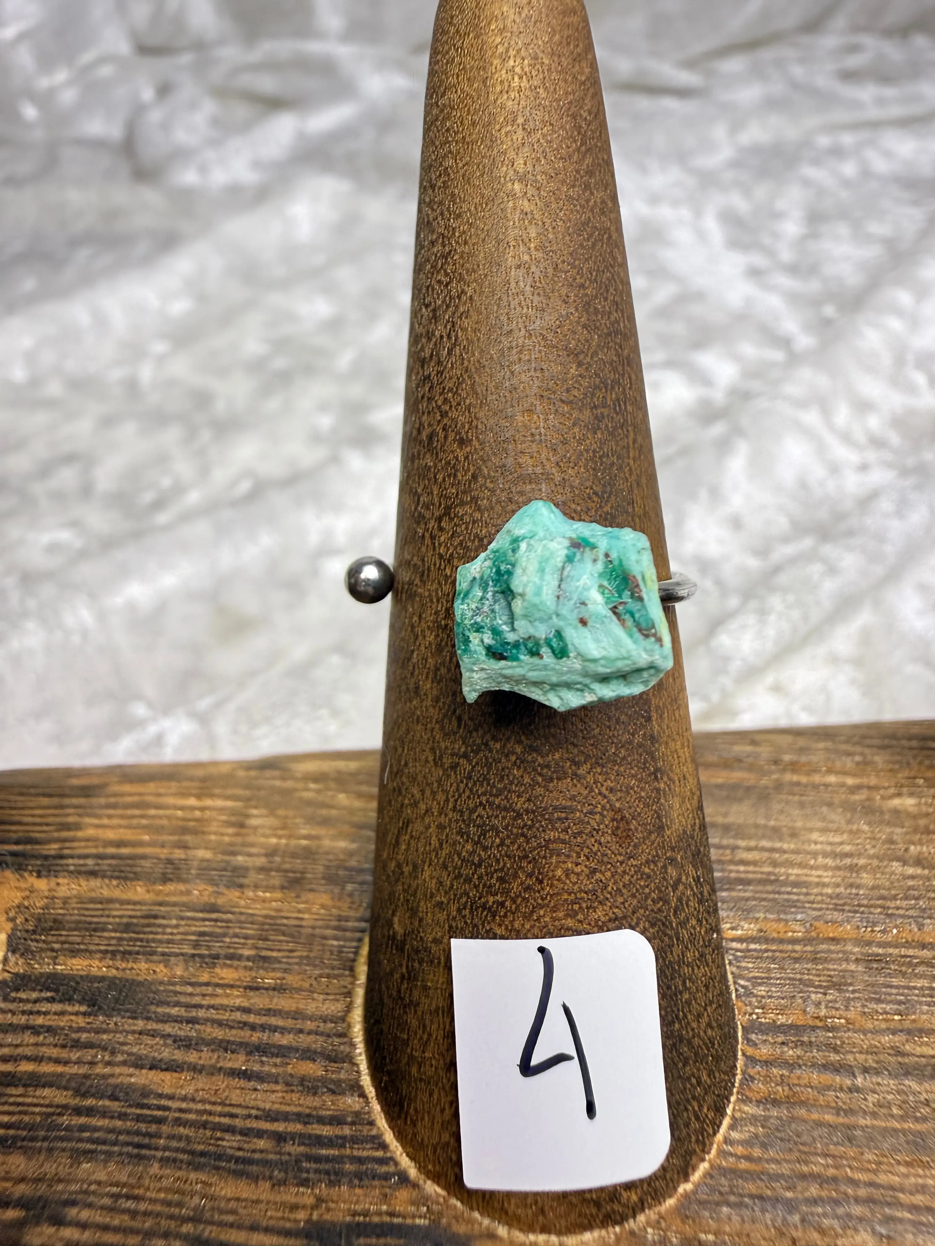 One-of-a-Kind Raw Turquoise Ring #4 | Handmade Adjustable Hypoallergenic Crystal Jewelry