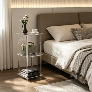 Acrylic Sofa Side Table Set, Multi-Functional End Table Shelf for Bedroom Living Room Kitchen Hallway, Stylish Storage Solution