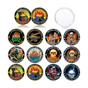 12PCS Dumpster Fire Challenge Coins Funny Desk Tokens Double Sided Medallion for Coworker Gifts