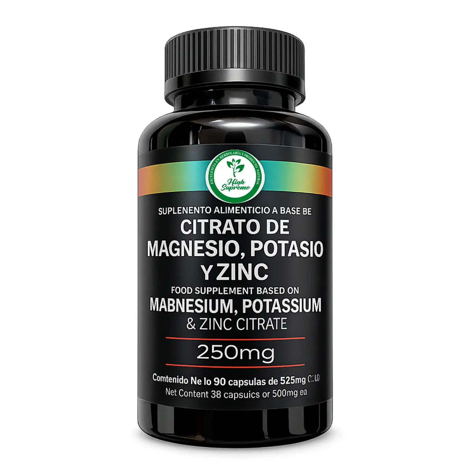 High Supreme Magnesium Citrate with Potassium & Zinc – 500mg per Capsule – 90 Capsules – Essential Mineral Complex for Muscle Relaxation, Bone Health & Electrolyte Balance Support – Non-GMO Dietary Supplement