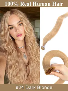 Flat Tip Keratin Soft Human Hair Extension, Hot Fusion Hair Extensions 1x0.8cm Bond, 12"-22" Inch, 30g Pack, Natural Look, Easy Application