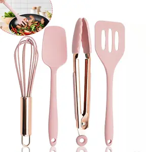 5 pcs Heat Resistant Non Stick Kitchens Gadgets Whisk Spatula Tongs Spoon And Slotted Spatula Kitchen Set for Cooking