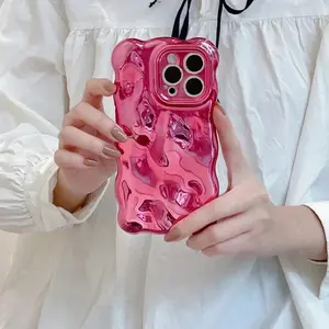 Luxury Plating Wrinkle Wavy Curly Edge Phone Case For iPhone17 16 15 12 13 14 Pro Max 3D Unevenness Soft Camera Protection Cover