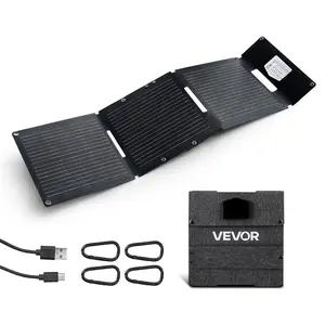 VEVOR 30W Foldable Solar Panel Charger, 16BB N-Type Monocrystalline Solar Panel 24% Efficiency, Ultra-Light Portable with USB-A, USB-A (QC3.0) & Type-C Ports for Camping, Backpacking, Phones, Tablets